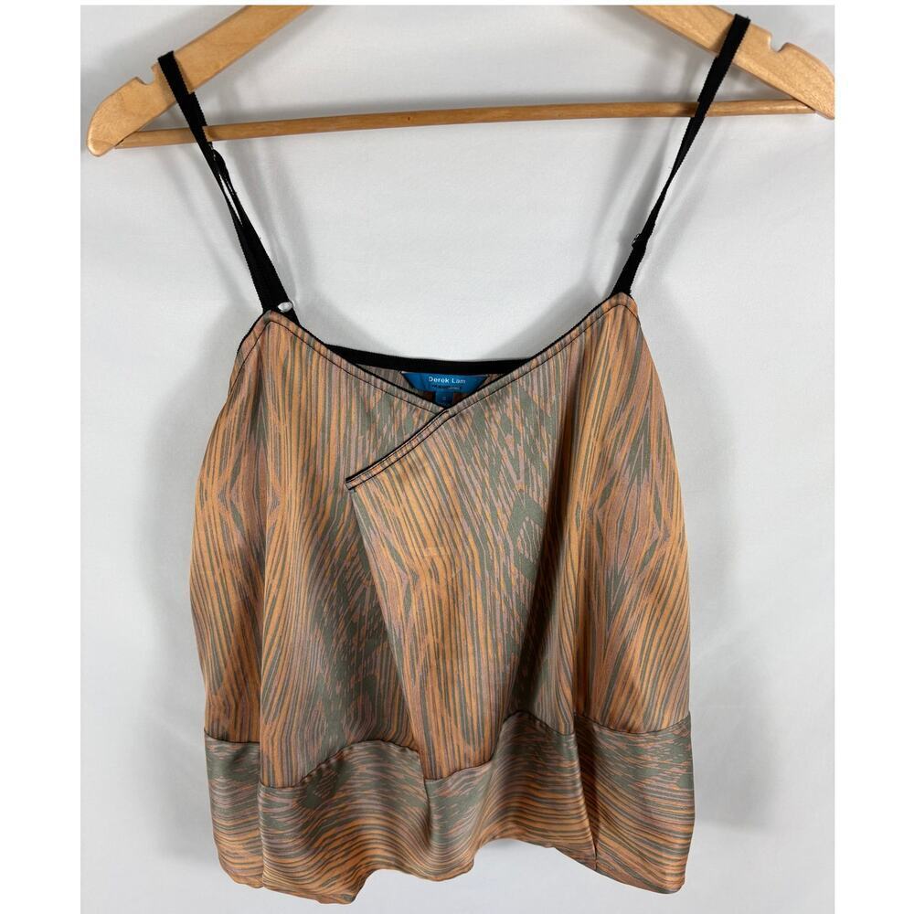 Derek Lam Crossover Orange Patterned Tank Size Small